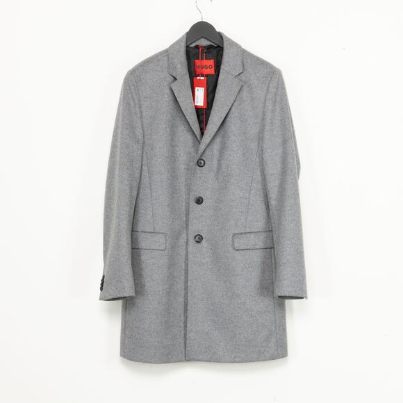 Hugo Men Migor Slim Fit Top Coat Med Gray Size 42R - Picture 1 of 10